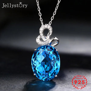 925 Silver Sapphire Gemstones Pendant Necklace for Women