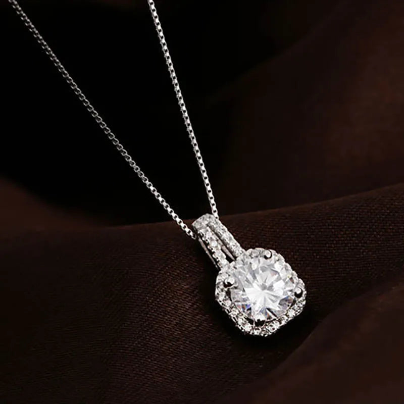 925 Silver Necklace with Gemstone Pendant for Women Wedding