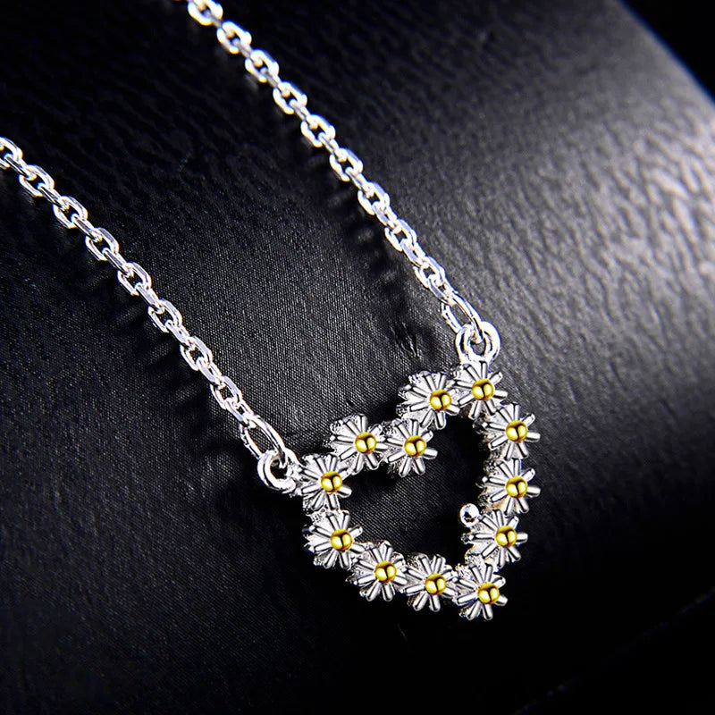 925 Silver Necklace with Heart-shaped Pendant for Women Wedding Party