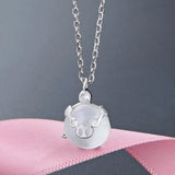 Sterling Silver Necklace with Moonstone Pendant for Women