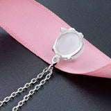 Sterling Silver Necklace with Moonstone Pendant for Women