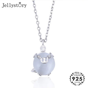 Sterling Silver Necklace with Moonstone Pendant for Women