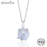 Sterling Silver Necklace with Moonstone Pendant for Women