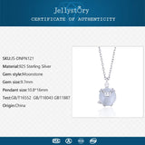 Sterling Silver Necklace with Moonstone Pendant for Women