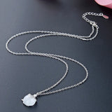 Sterling Silver Necklace with Moonstone Pendant for Women