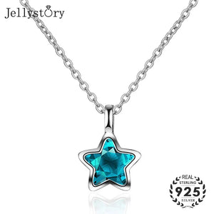 Jellystory Sterling Silver Necklace with Sapphire Pendant