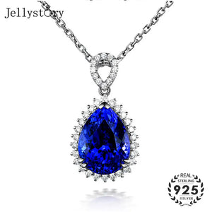925 Silver Necklace with Sapphire Zircon Pendant