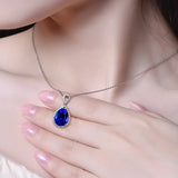 925 Silver Necklace with Sapphire Zircon Pendant