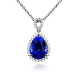 925 Silver Necklace with Sapphire Zircon Pendant