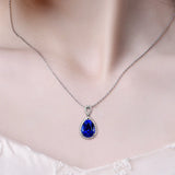 925 Silver Necklace with Sapphire Zircon Pendant