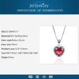 925 Silver Women Necklace with Heart Ruby Zircon Pendant