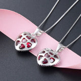 925 Silver Women Necklace with Heart Ruby Zircon Pendant