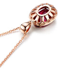 925 Silver Necklace with Ruby Zircon Pendant for Wedding Party
