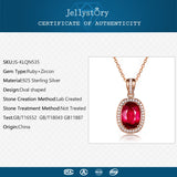 925 Silver Necklace with Ruby Zircon Pendant for Wedding Party