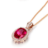 925 Silver Necklace with Ruby Zircon Pendant for Wedding Party