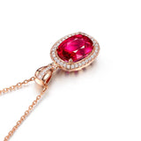 925 Silver Necklace with Ruby Zircon Pendant for Wedding Party
