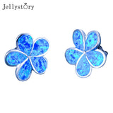 925 Silver Opal Stud Earrings Colored Gemstone Wedding Jewelry