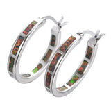 Opal Gemstone Stud Earrings 925 Silver Circle 24mm Wedding Jewelry