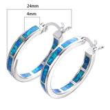 Opal Gemstone Stud Earrings 925 Silver Circle 24mm Wedding Jewelry