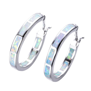 Opal Gemstone Stud Earrings 925 Silver Circle 24mm Wedding Jewelry