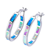 Opal Gemstone Stud Earrings 925 Silver Circle 24mm Wedding Jewelry