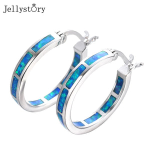 Opal Gemstone Stud Earrings 925 Silver Circle 24mm Wedding Jewelry