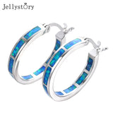 Opal Gemstone Stud Earrings 925 Silver Circle 24mm Wedding Jewelry