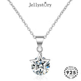 Jellystory 925 Silver Star Zircon Pendant Necklace for Women
