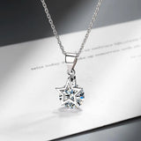 Jellystory 925 Silver Star Zircon Pendant Necklace for Women