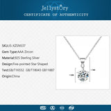 Jellystory 925 Silver Star Zircon Pendant Necklace for Women