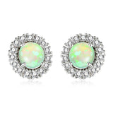 Opal Earrings 925 Sterling Silver Zircon Gems Wedding Engagement Jewelry
