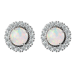 Opal Earrings 925 Sterling Silver Zircon Gems Wedding Engagement Jewelry