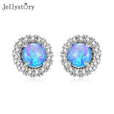 Opal Earrings 925 Sterling Silver Zircon Gems Wedding Engagement Jewelry
