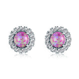 Opal Earrings 925 Sterling Silver Zircon Gems Wedding Engagement Jewelry