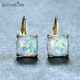Opal Earrings 925 Sterling Silver Square Wedding Anniversary Jewelry