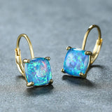 Opal Earrings 925 Sterling Silver Square Wedding Anniversary Jewelry