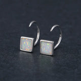 Opal Square Earrings 925 Silver Wedding Jewelry