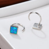 Opal Square Earrings 925 Silver Wedding Jewelry