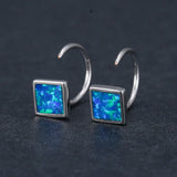 Opal Square Earrings 925 Silver Wedding Jewelry