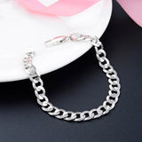Jellystory Stamp Texture 925 Silver Bracelets for Men Women