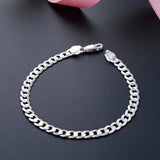 Jellystory Stamp Texture 925 Silver Bracelets for Men Women