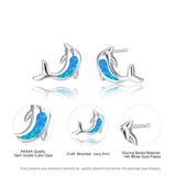 Opal Dolphin Stud Earrings 925 Sterling Silver Gift To Girlfriend