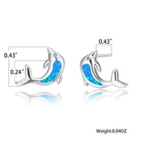 Opal Dolphin Stud Earrings 925 Sterling Silver Gift To Girlfriend