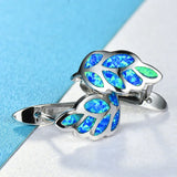 Opal Leaves Stud Earrings 925 Sterling Silver Unique Wedding Anniversary Jewelry