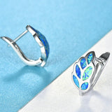 Opal Leaves Stud Earrings 925 Sterling Silver Unique Wedding Anniversary Jewelry
