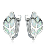 Opal Leaves Stud Earrings 925 Sterling Silver Unique Wedding Anniversary Jewelry