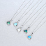Heart Shape Opal Necklace 925 Silver Gemstone Pendant