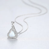 Heart Shape Opal Necklace 925 Silver Gemstone Pendant