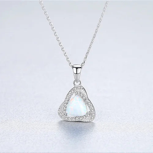 Heart Shape Opal Necklace 925 Silver Gemstone Pendant