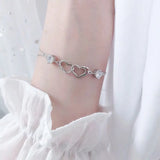 925 Silver Heart-shape Bracelet with Zircon Gemstone
